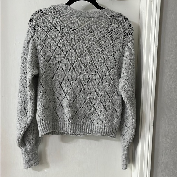 Anthropologie Gray Off-the-Shoulder Sweater with Intricate Knit Design - Picture 9 of 15
